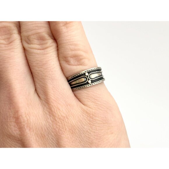 Balinese Inspired Oxidized Beaded 925 Sterling Silver Vintage Ring - sz 4.75 - Picture 11 of 11